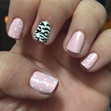 White Dotted Pink  And Zebra Nails