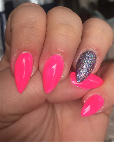 Barbie Nails With Bling Ring Finger