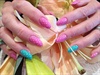 Gel polish with polka dot nail art