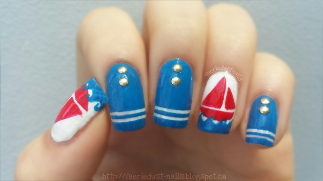 Simple Nautical Themed Nails