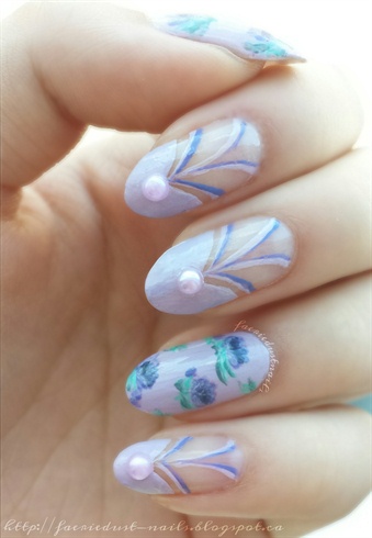 Lavender Themed Floral Nails