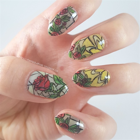 Beauty and the bEast Stained Glass Nails