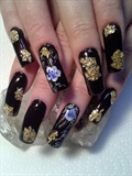 Gold Nugget and blue flowers