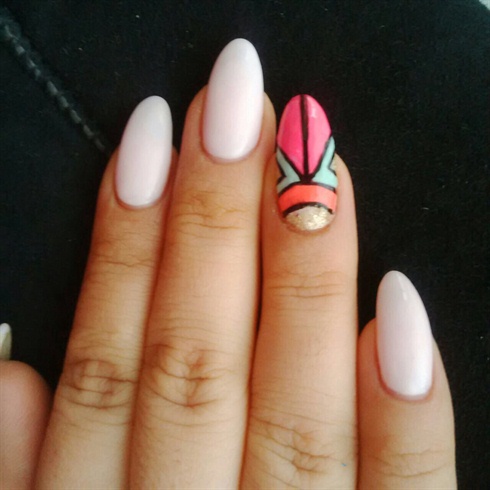 almond nail#aztec#pink