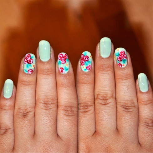 flora#nail design#green
