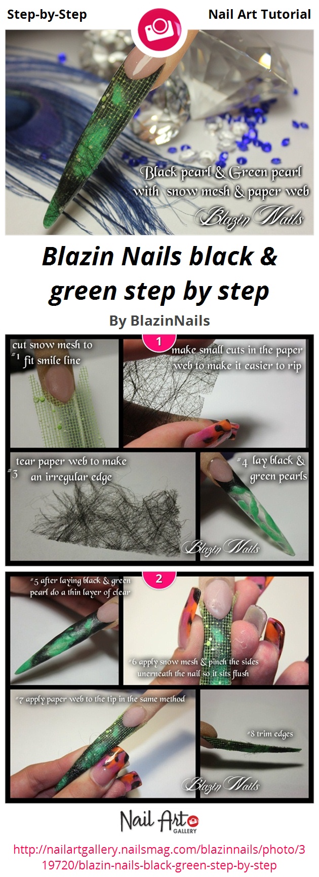 Blazin Nails black & green step by step - Nail Art Gallery