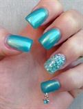 Mermaid Blue Nails With Piercing
