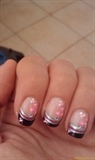 black and pink french with flowers