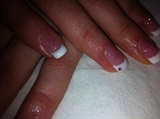 Simple white with pink glitter and gem
