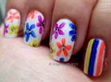 Single stroke floral with stripes