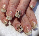 Textured Acrylic Tips With Gold Design