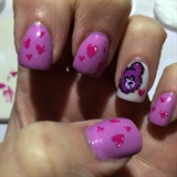 Teddy Bear Valentine day Nails