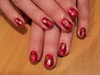 Gold snowflakes on red