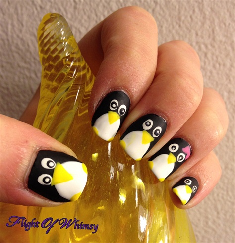 cute penguin nail designs