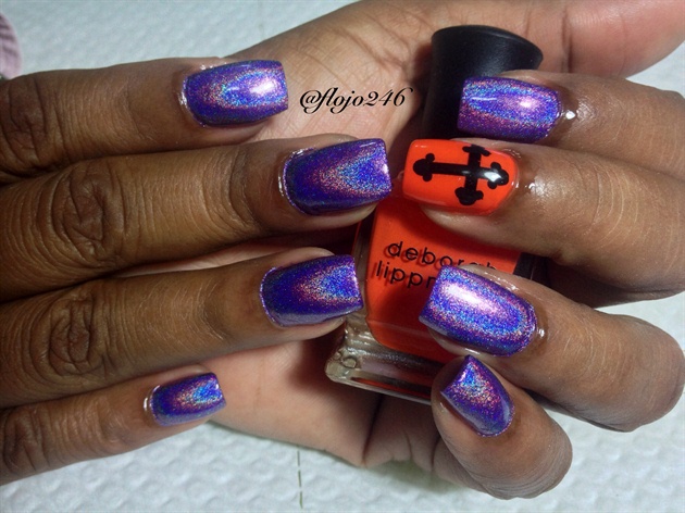 Holographic nail polish with cross