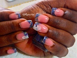French blue glitzy nails