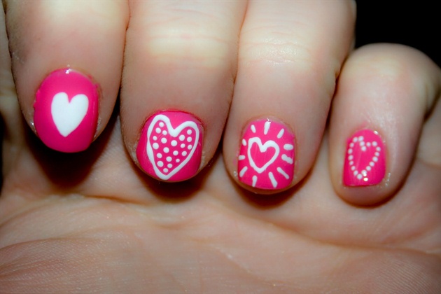 pink heart nails