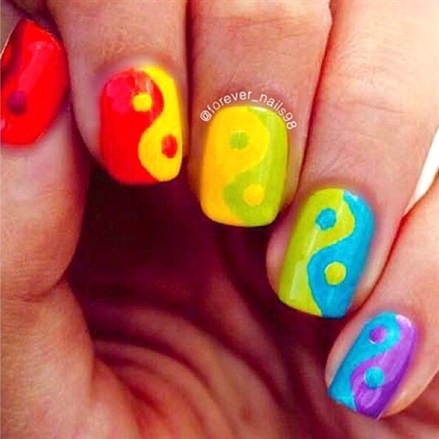 Rainbow Yin Yang Nails