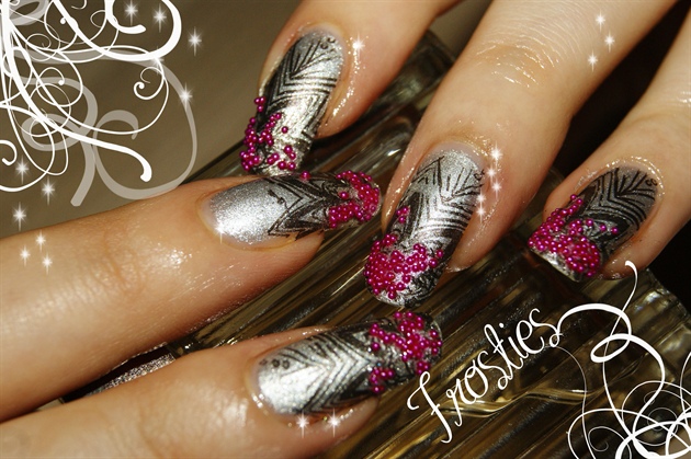 8. Pink and Grey Striped Nail Design - wide 4