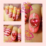 Pink Heart Valentine&#39;s day Nails