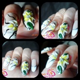 Acrylic Flower  on french nails 