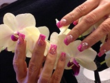 Pink Nail Art with diamonds