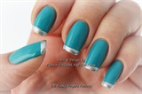 Turquoise and Silver French manicure