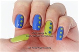 Blue and Lime Retro spotty nails