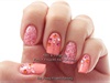 Peach Pink Glitter nails