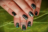 Shellac Galaxy nails with Swarovski
