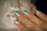 Turquoise and Gold Gelish Abstract nails