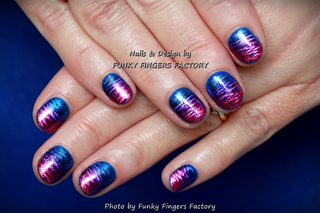 Gelish Blue and Pink Foils manicure 