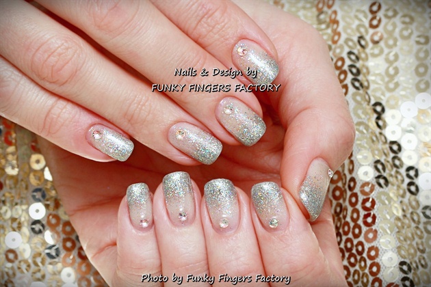 Gelish Glitter Wedding Nails Swarovski