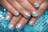 Gelish Holiday Blue Abstract nails