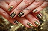 Gelish Black and Gold Glitter Lace nails