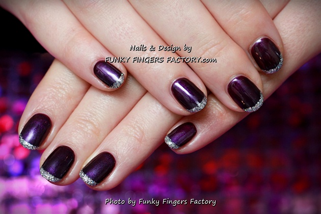 Gelish Purple and Silver French manicure