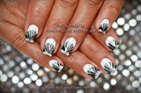 Gelish Black and White Abstract nails 