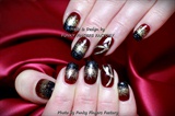 Gelish Burgundy Gold Festive nails