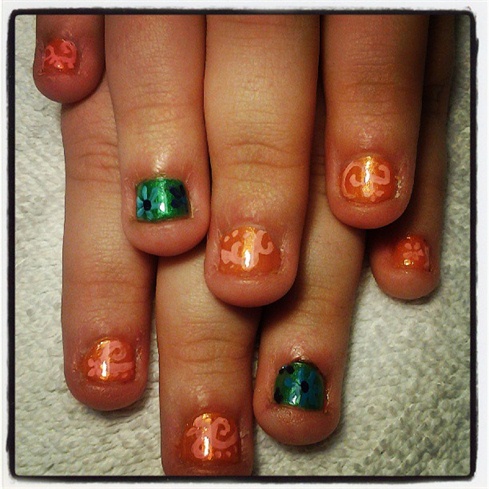 Peach and Green Flower Accent