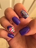 Purple Nails With Flower Design 