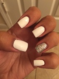 White Nails With A Glitter Nail