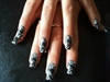black &amp; silver graduated prom nails