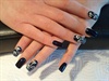 Navy floral prom nails :)