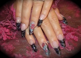 Edge nails with Lace and 3d acrylic roses