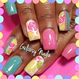 Spring Nail Design with Roses