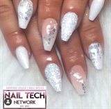 Ice White Glitter Nails