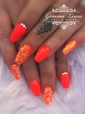 Neon coral nails 