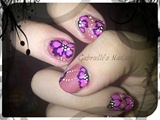 Pink and Purple floral nails