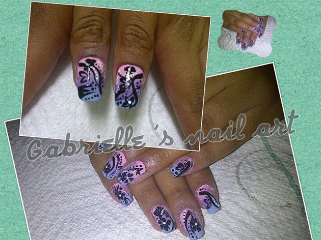 Pink and lilac gradient black abstract