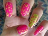 Neon pink and green dots